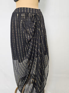 Pleated Shimmer Drape Skirt with Cape Jacket & Tube Top | Indo-Western Set