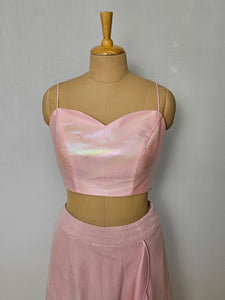 Georgette Marble-Effect Drape Skirt Top with Cape Jacket | Sequin Indo-Western
