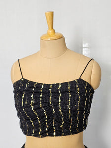 Pleated Shimmer Drape Skirt with Cape Jacket & Tube Top | Indo-Western Set