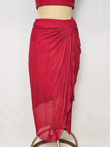 Cutdana & Pearl Jardozi Drape Skirt with Jacket & Tube Top | Indo-Western Set
