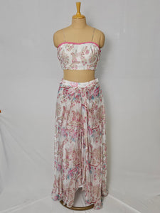 Chiffon Drape Skirt Top with Cape Jacket | Indo-Western Set