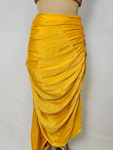 Rose Velvet Embroidered Drape Skirt with Cape Jacket & Tube Top | Indo-Western Set