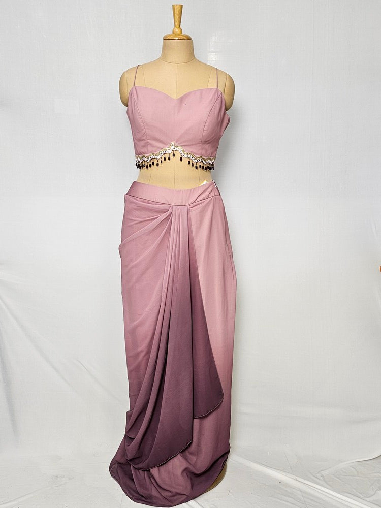 Floral Jacket Drape Skirt with Tube Top | Indo-Western Set
