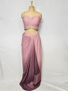 Floral Jacket Drape Skirt with Tube Top | Indo-Western Set