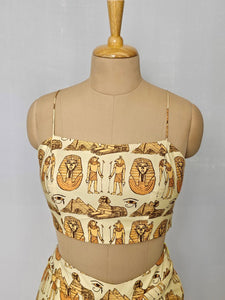 Egyptian Print Drape Skirt with Cape Jacket & Tube Top | Indo-Western Set