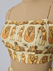 Egyptian Print Drape Skirt with Cape Jacket & Tube Top | Indo-Western Set