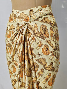 Egyptian Print Drape Skirt with Cape Jacket & Tube Top | Indo-Western Set