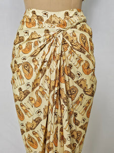 Egyptian Print Drape Skirt with Cape Jacket & Tube Top | Indo-Western Set