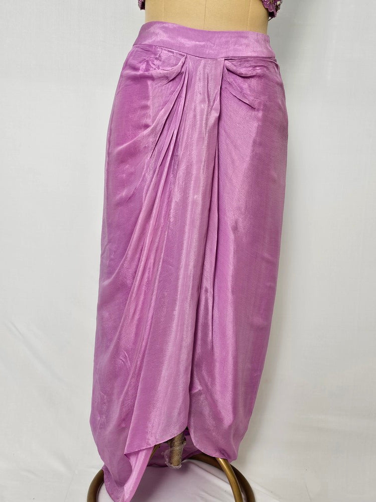 3D Stone & Pearl Embroidered Drape Skirt with Organza Jacket | Indo-Western Set