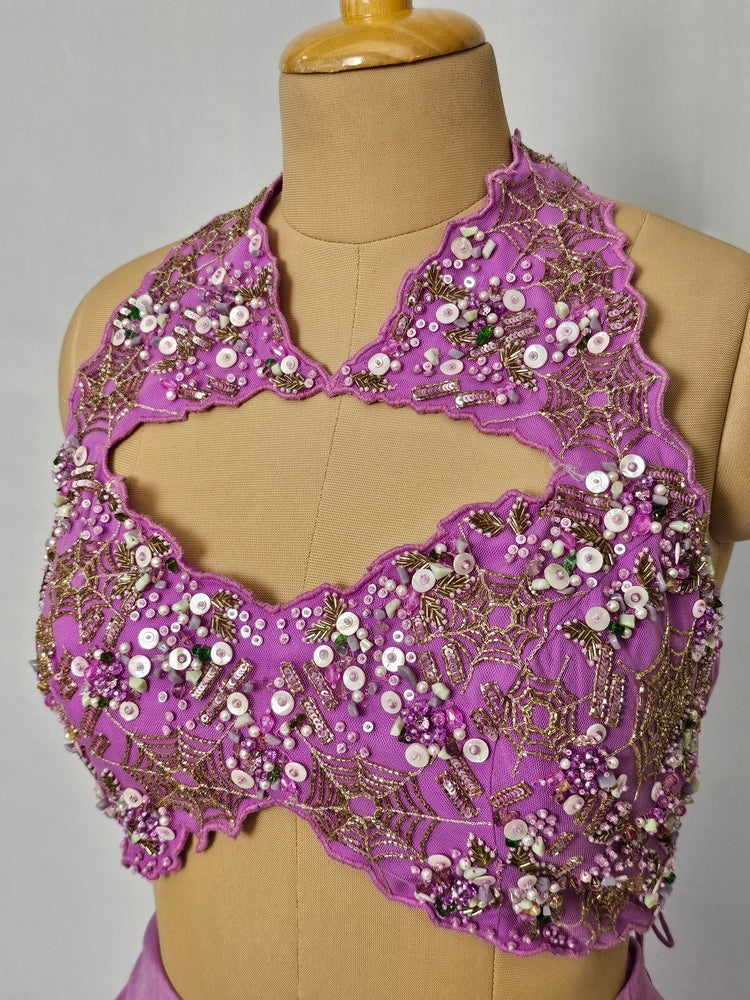 3D Stone & Pearl Embroidered Drape Skirt with Organza Jacket | Indo-Western Set