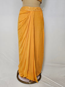 Georgette Drape Skirt Top with Cape Jacket | Mirror Work Indo-Western