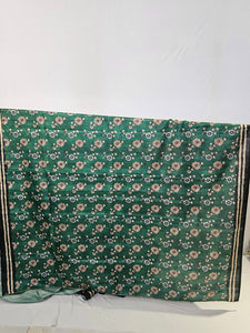 Pen Kalamkari Cotton Tussar Saree with Peacock Motif & Ikkat Border