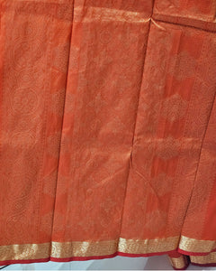 Kanjivaram Silk Saree  Light Gold Jari Butti with Small Border & Brocade Pallu