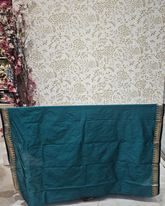 Kanjivaram Silk Saree Light Gold Jari Butti with Temple Small Border & Brocade Pallu