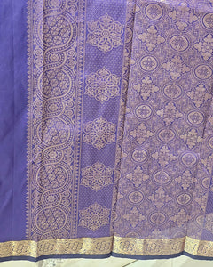 Kanjivaram Silk Saree  Light Gold Jari Butti with Small Border & Brocade Pallu