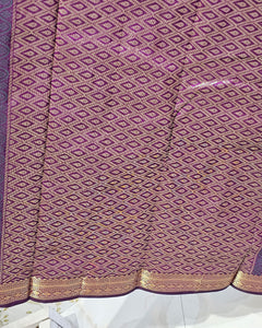 Kanjivaram Silk Saree  Light Gold Jari Meena Butti with Small Border & Brocade Pallu