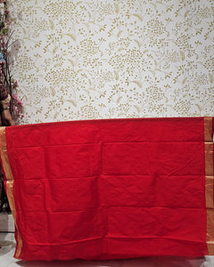Kanjivaram Silk Saree  Light Gold Jari Butti with Small Border & Brocade Pallu