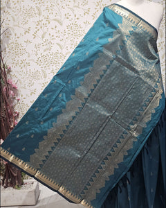 Kanjivaram Silk Saree Light Gold Jari Butti with Temple Small Border & Brocade Pallu