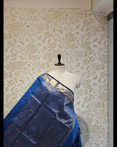 Kanjivaram Silk Saree  Light Gold Gulchadi Butti with Fancy Small Border & Brocade Pallu