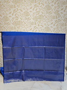 Banarasi Soft Silk Saree  Silver Floral Border & Designer Pallu