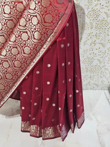 Banarasi Soft Silk Saree  Silver Floral Border & Designer Pallu