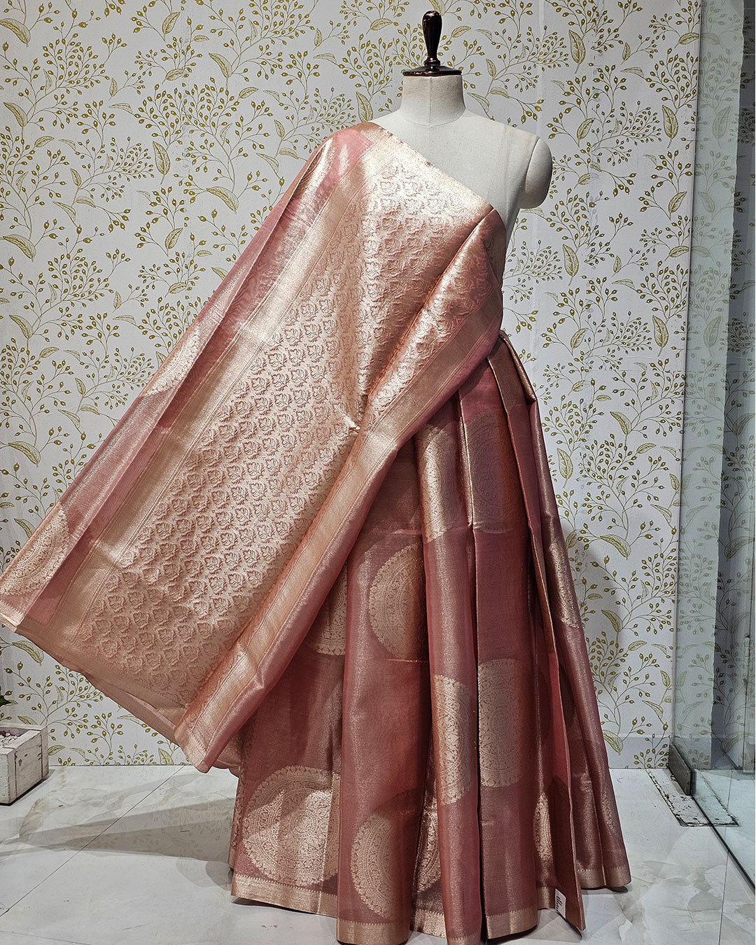 Tissue Kanjivaram Saree  Mandala Butti Design with Brocade Pallu