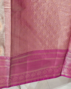 Tissue Kanjivaram Saree Meenakari Butti with Rudraksh Border & Brocade Pallu