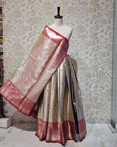 Tissue Kanjivaram Saree All Over Brocade with Designer Border & Zari Pallu