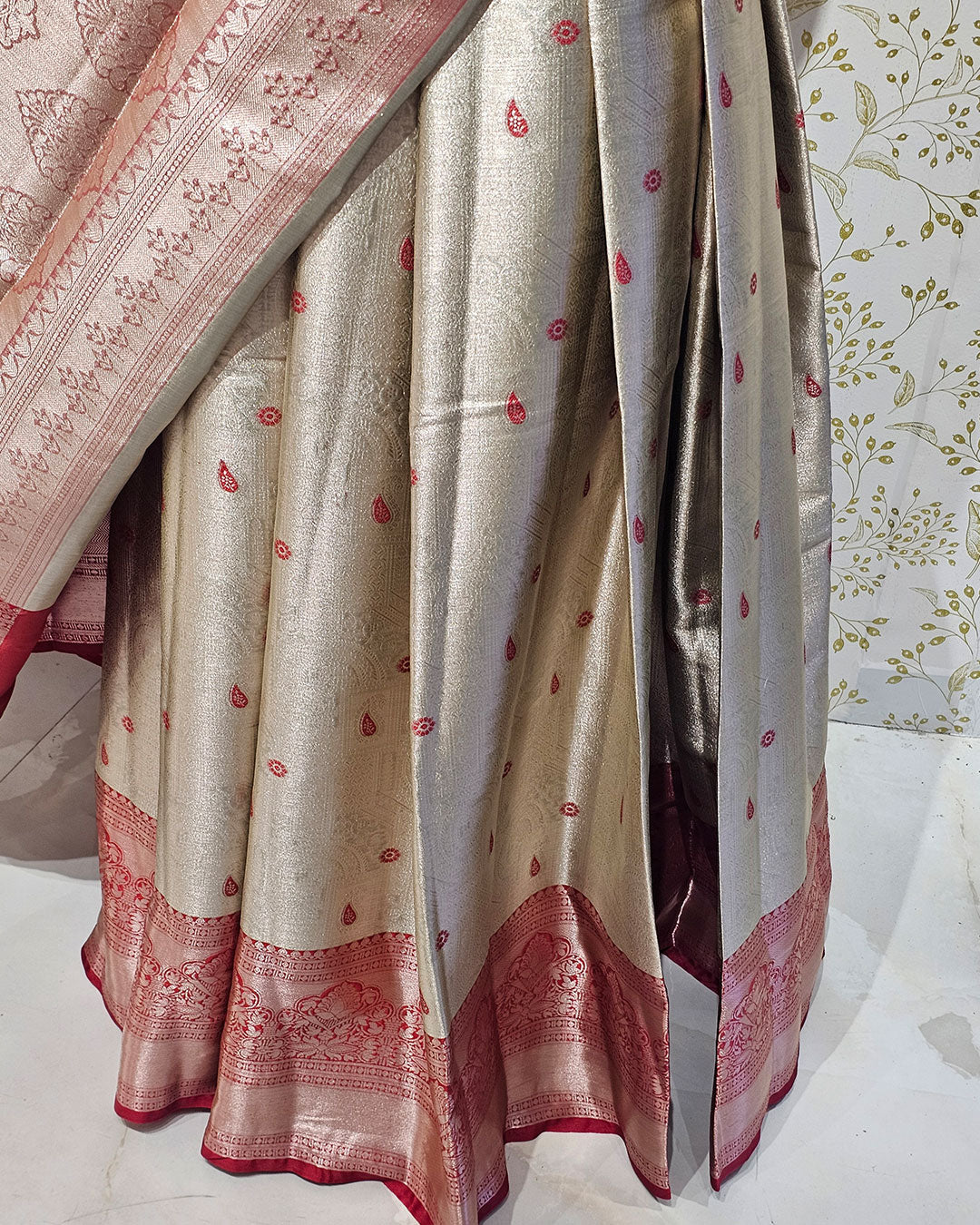 Tissue Kanjivaram Saree All Over Brocade with Designer Border & Zari Pallu