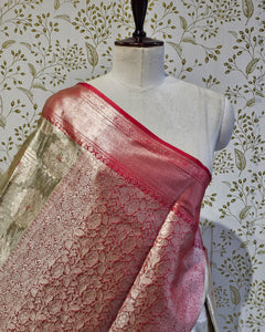 Tissue Kanjivaram Saree Chakra Butti Design with Skirt Border & Zari Brocade Pallu