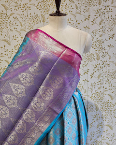 Tissue Kanjivaram Saree  Meenakari Butti Design with Skirt Border & Brocade Pallu