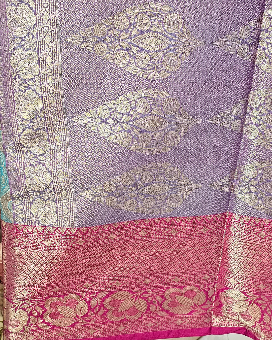 Tissue Kanjivaram Saree  Meenakari Butti Design with Skirt Border & Brocade Pallu