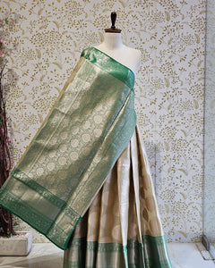 Tissue Kanjivaram Saree Tree Butti Motifs with Designer Border & Zari Brocade Pallu