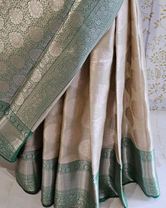 Tissue Kanjivaram Saree Tree Butti Motifs with Designer Border & Zari Brocade Pallu