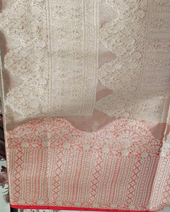 Tissue Kanjivaram Saree  Plain Tissue with Turning Border & Zari Brocade Pallu