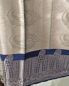 Tissue Kanjivaram Saree  Paisley Butti Border & Brocade Designer Pallu