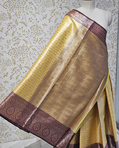 Tissue Kanjivaram Saree  Allover Jaal Design with Designer Skirt Border