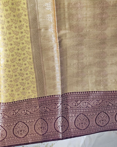 Tissue Kanjivaram Saree  Allover Jaal Design with Designer Skirt Border