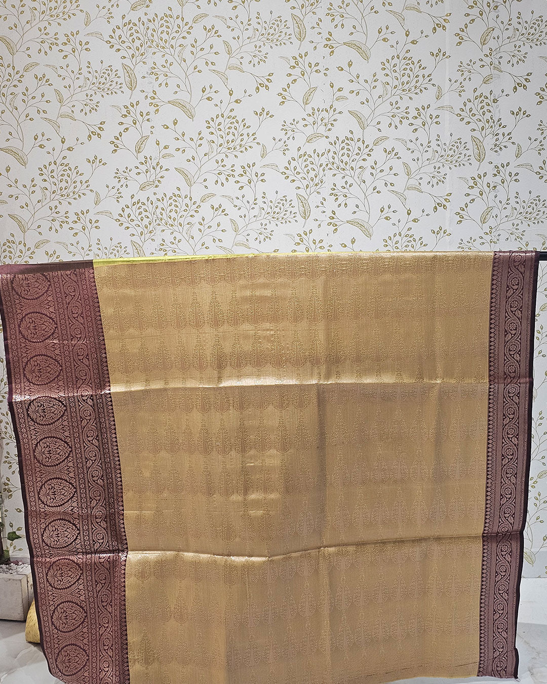 Tissue Kanjivaram Saree  Allover Jaal Design with Designer Skirt Border