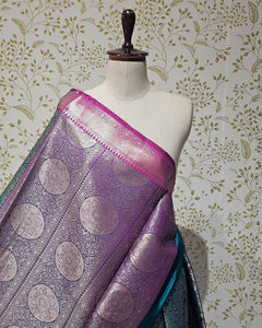 Tissue Kanjivaram Saree  Meenakari Butti & Brocade Designer Pallu