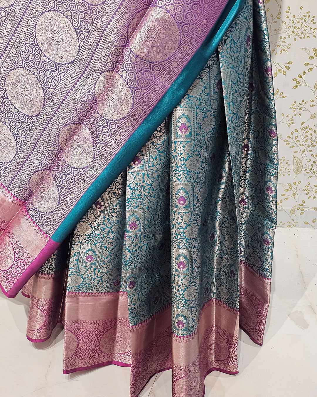 Tissue Kanjivaram Saree  Meenakari Butti & Brocade Designer Pallu