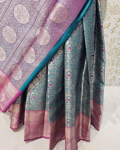 Tissue Kanjivaram Saree  Meenakari Butti & Brocade Designer Pallu